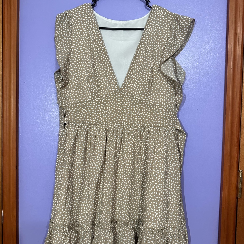 Brown Polka Dot Sleeveless Dress